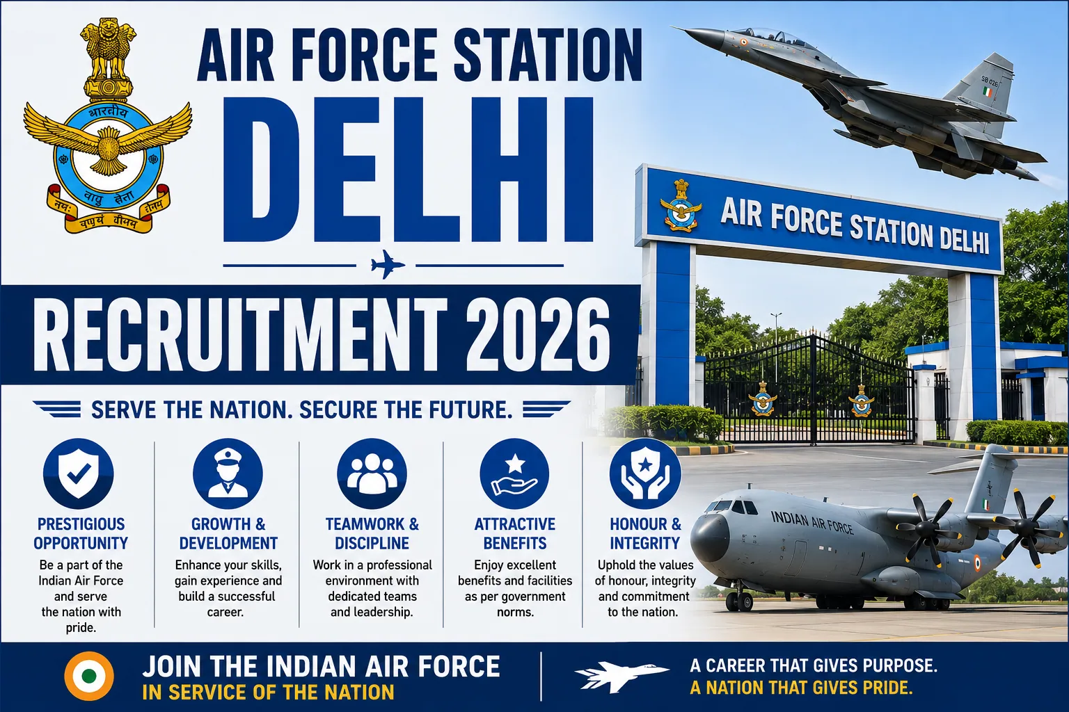 Air Force Station Delhi Recruitment 2026 Notification Out, Offline Form
