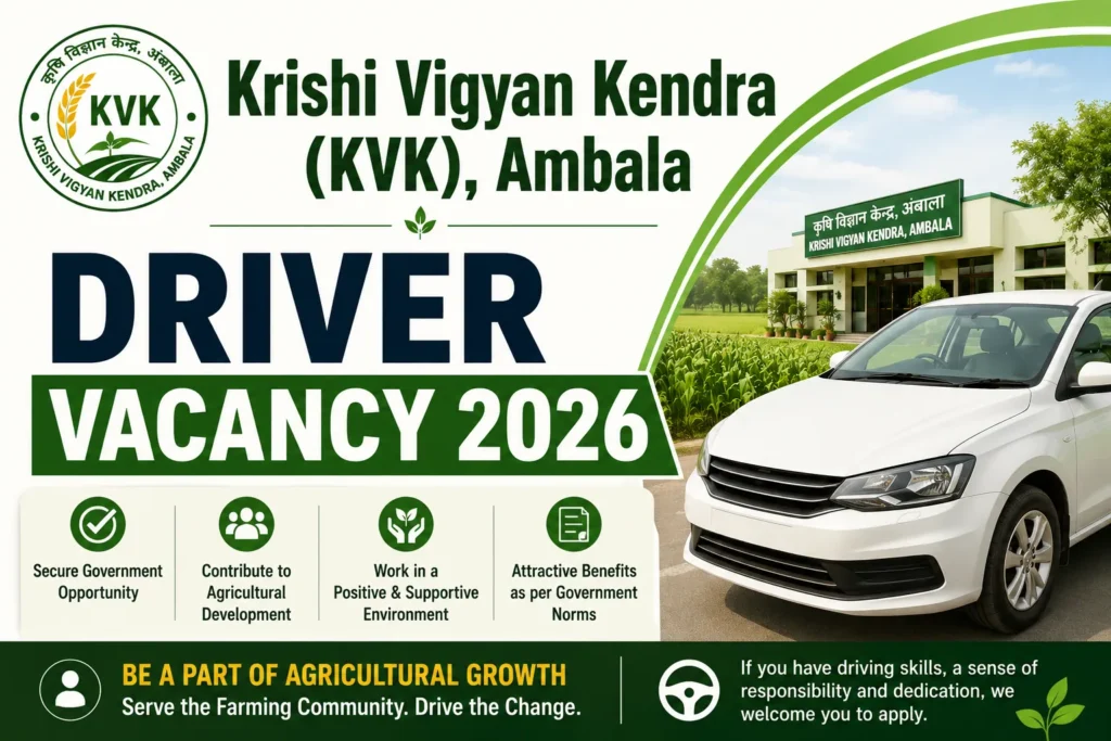 KVK Ambala Driver Recruitment 2026 Notification Out, Offline Form
