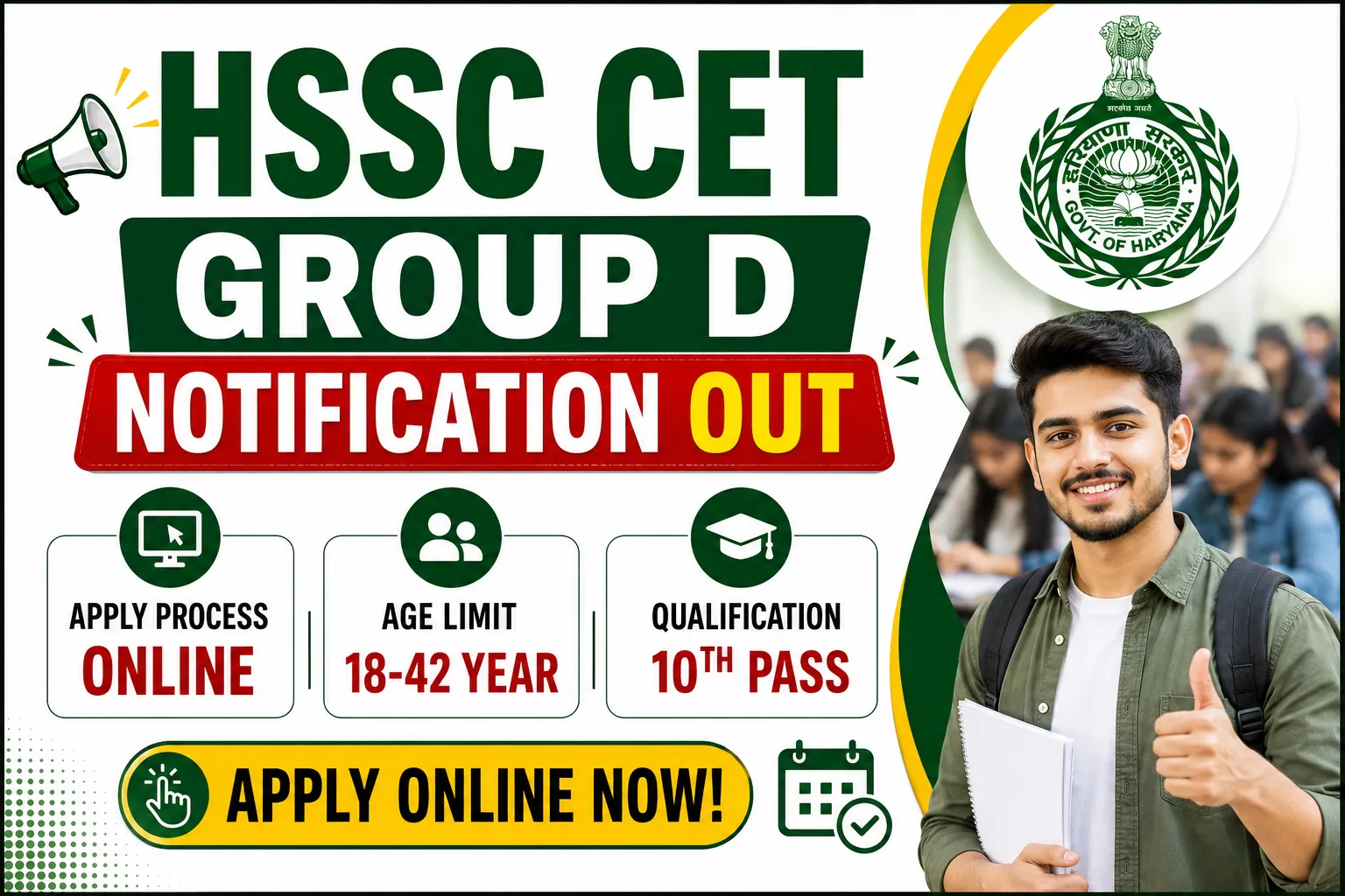 HSSC CET Group D Notification Out, Online Apply Start From 19th June 2026