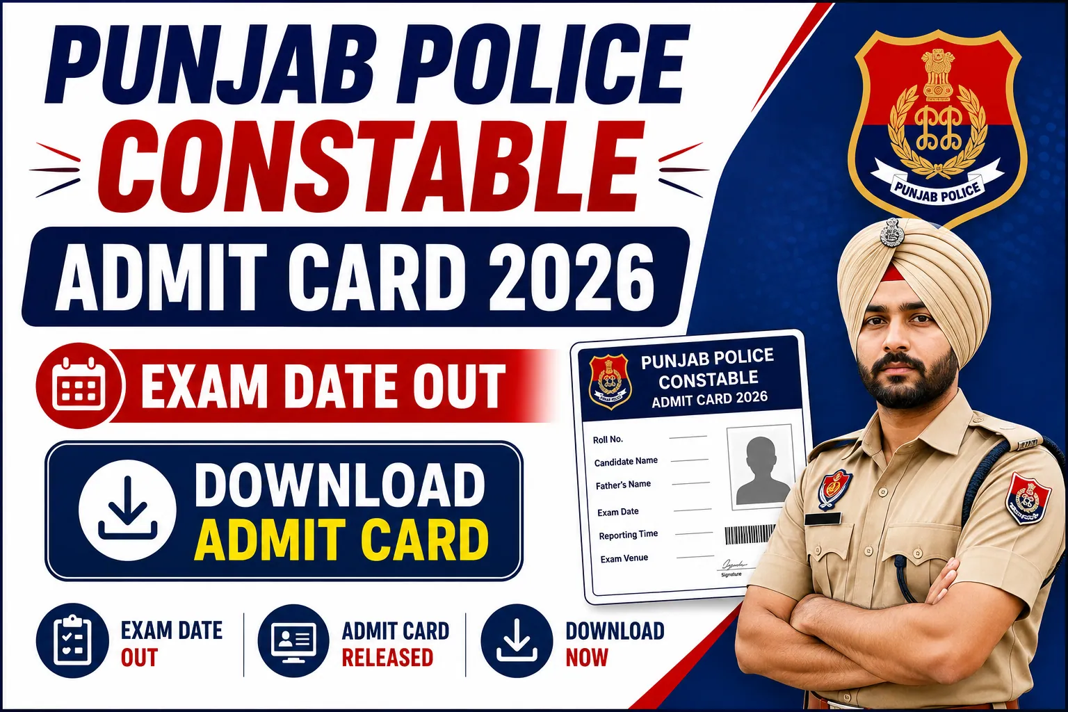 Punjab Police Constable Admit Card 2026: Exam Date out; Check Hall Ticket