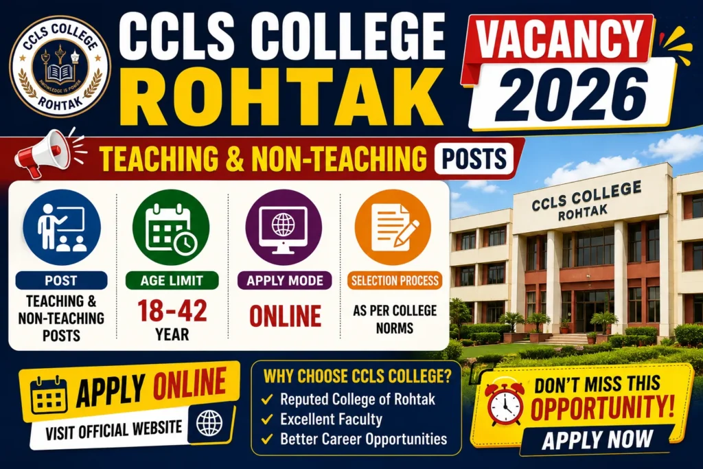 CCLS College Rohtak Vacancy 2026 Notification Out