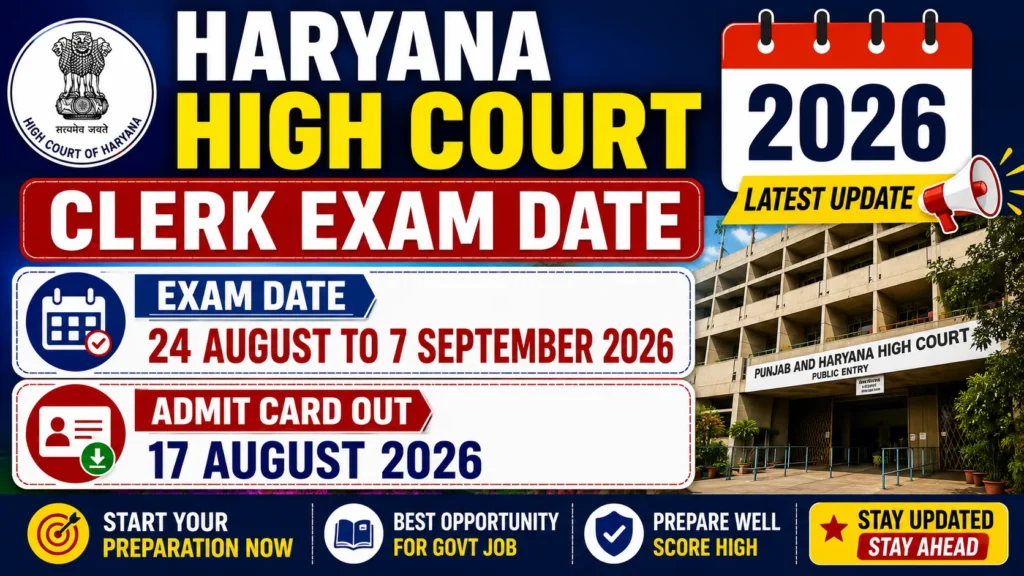 Haryana High Court Clerk Exam Date 2026 Out, Check Official Notice