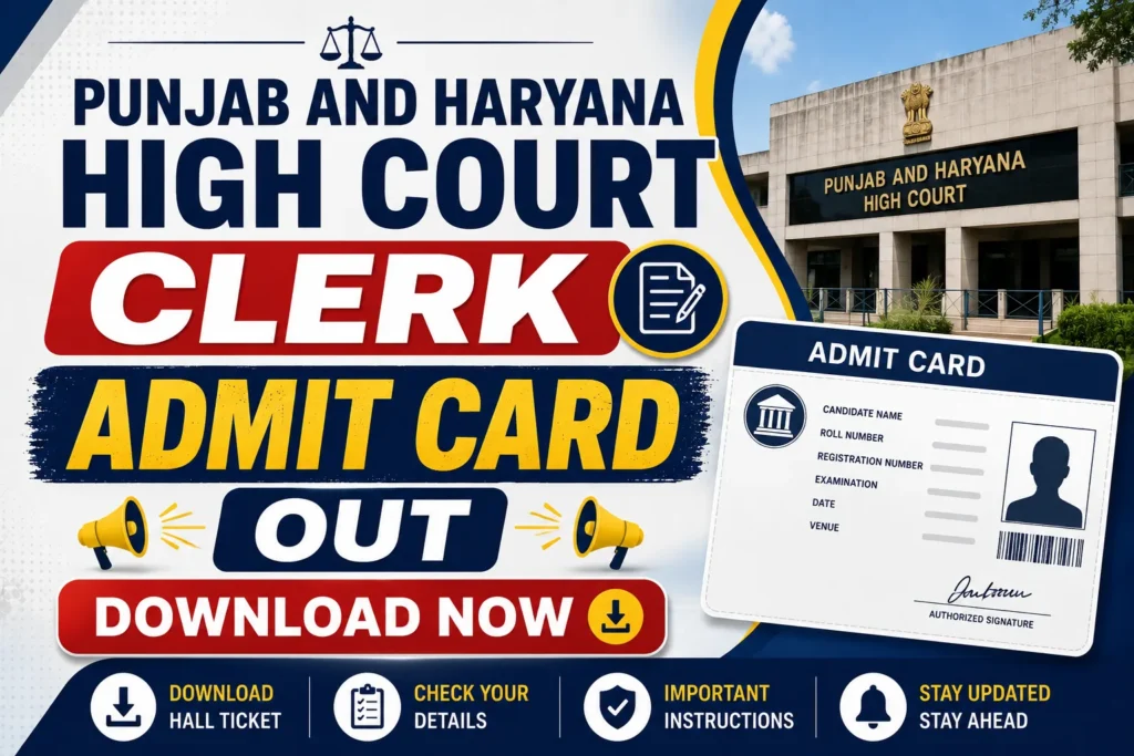 Punjab and Haryana High Court Clerk Admit Card 2026 Out