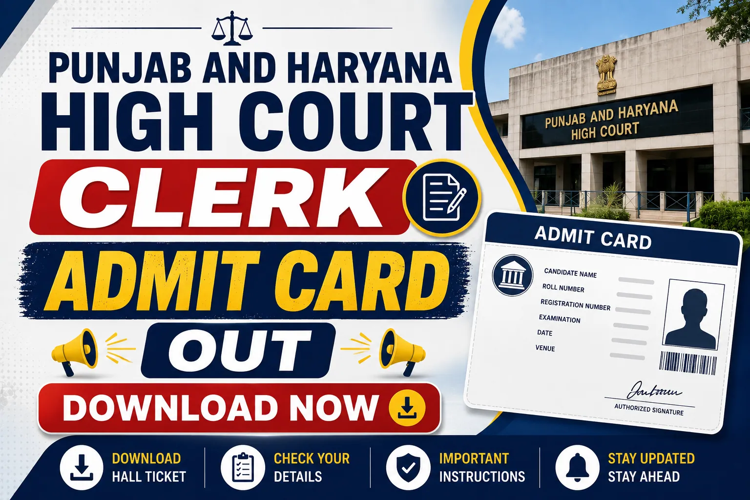 Punjab and Haryana High Court Clerk Admit Card 2026 Out