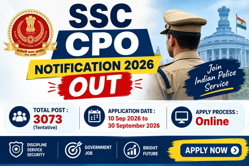 SSC CPO Notification 2026 Out For 3073 Posts, CPAF and Delhi Police Sub-Inspector